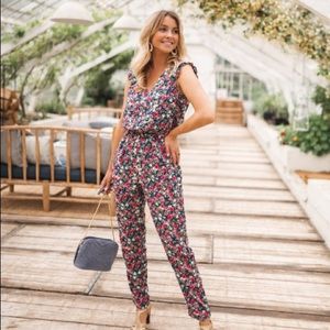 Dark Blue Judie Jumpsuit with flowers NWT